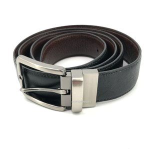 Kirkland Signature Mens Italian Leather Belt Reversible Black Brown Pant Size 42